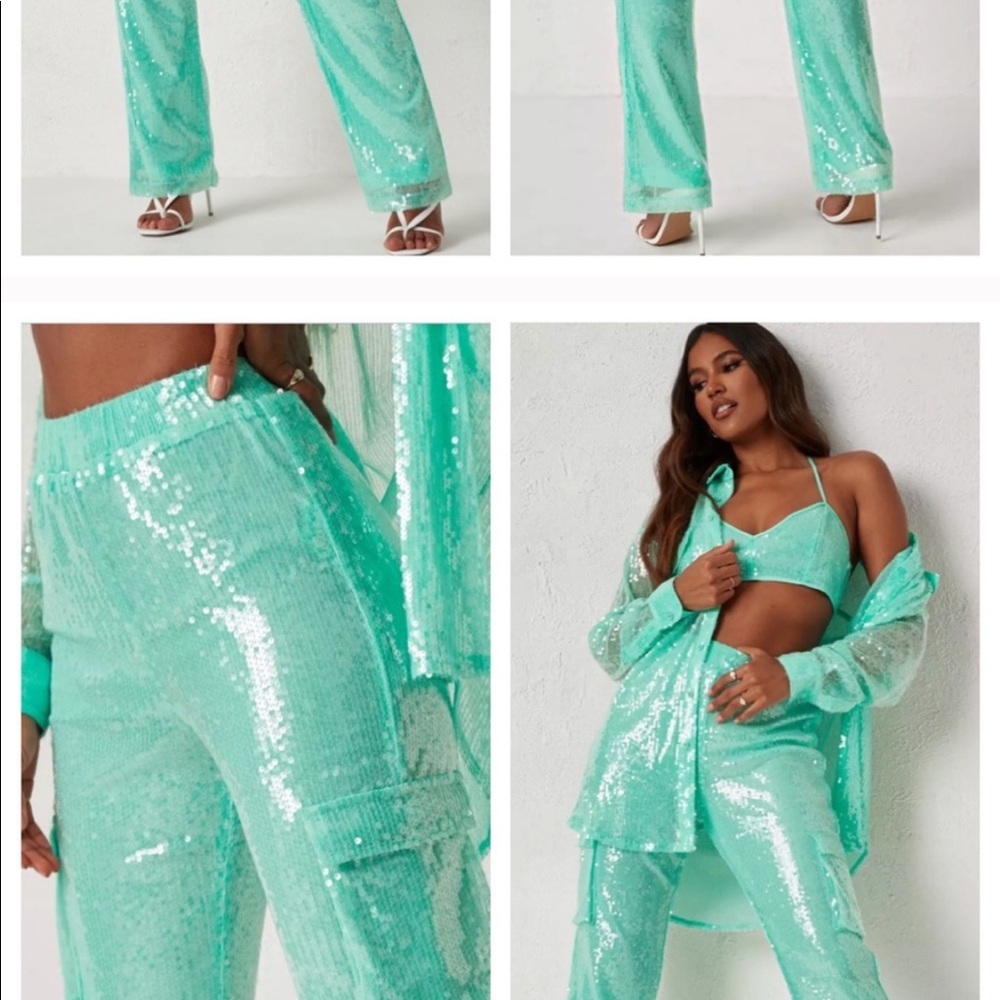 ISO MISGUIDED Green sequin set